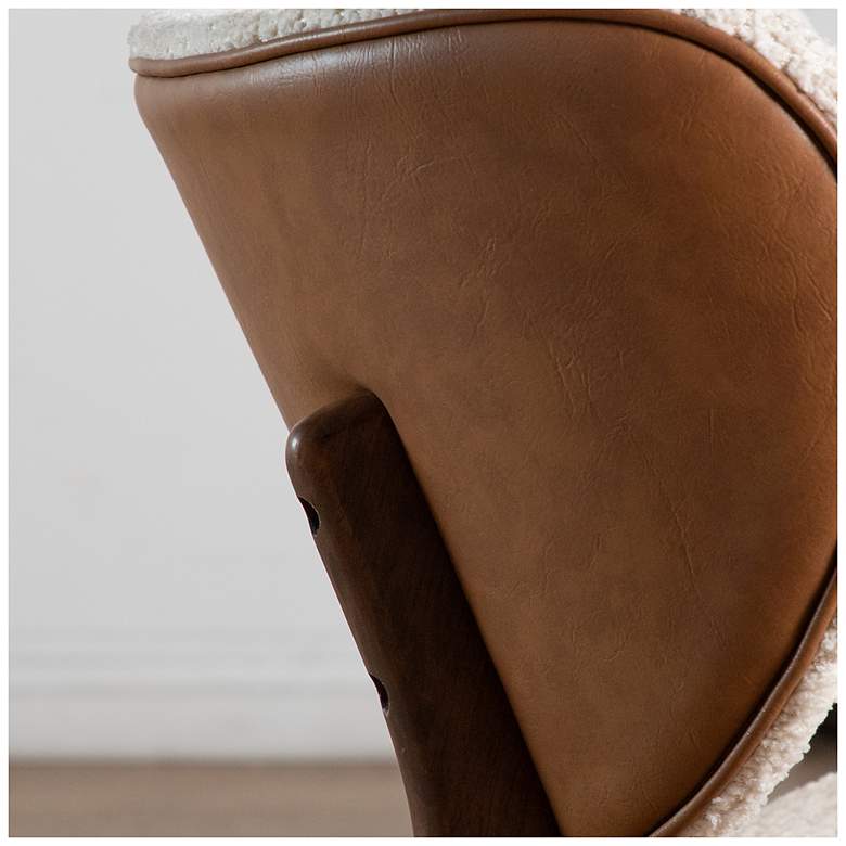 Image 5 River Run Walnut Boucle Accent Wingback Chair With Leatherette Back more views
