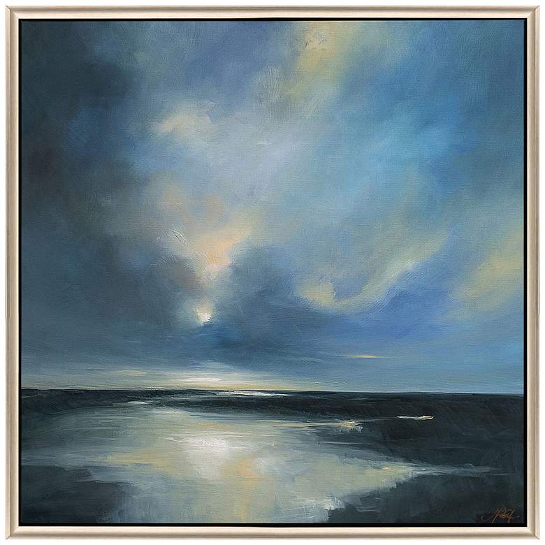 Image 3 River Shadow 41" Square Wood Framed Giclee Canvas Wall Art