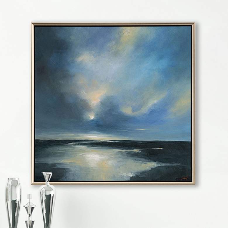 Image 2 River Shadow 41" Square Wood Framed Giclee Canvas Wall Art