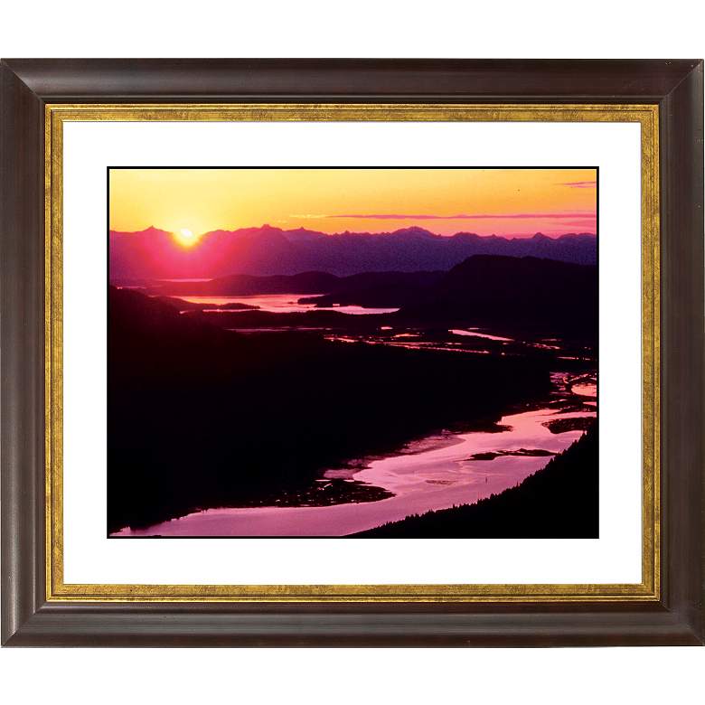 Image 1 River Sunset Gold Bronze Frame Giclee 20 inch Wide Wall Art