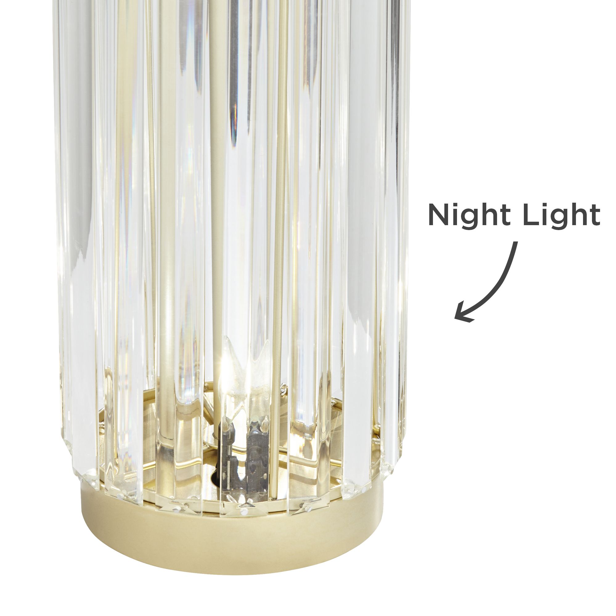 Watch A Video About the Regency Hill Rivera Gold Glass Rod Table Lamp with Night Light