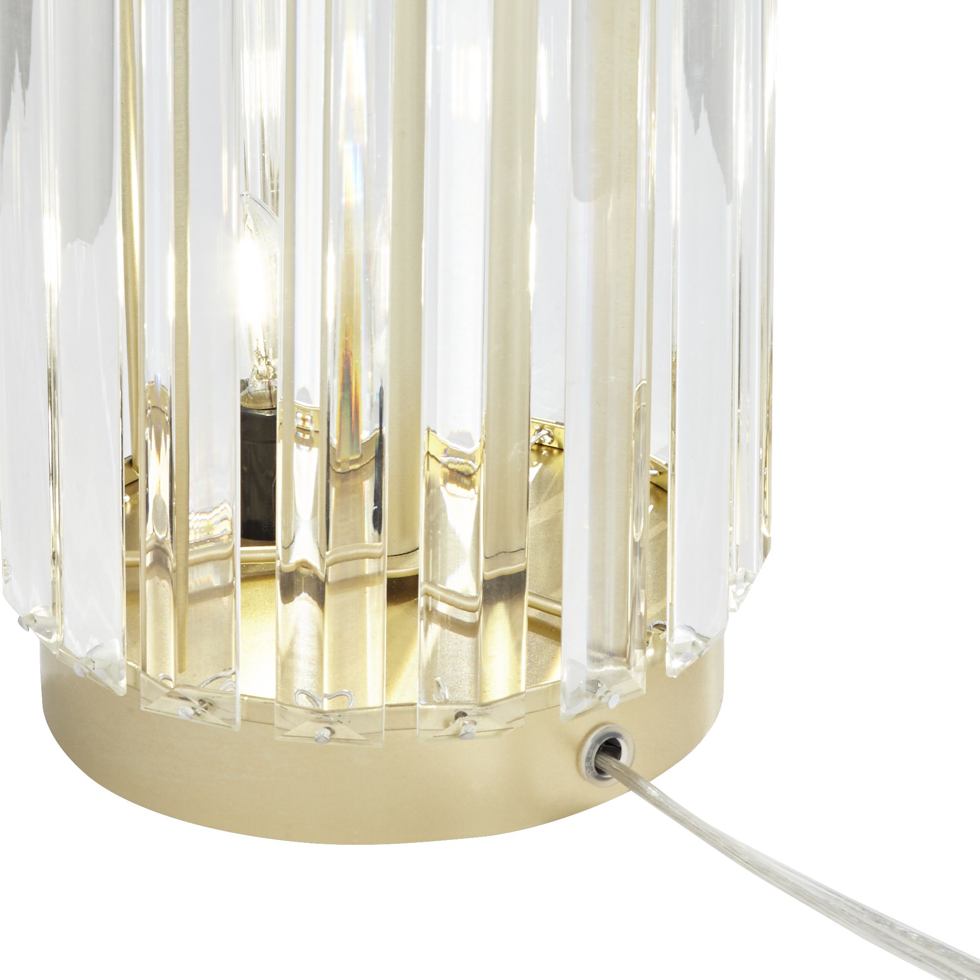 Watch A Video About the Regency Hill Rivera Gold Glass Rod Table Lamp with Night Light