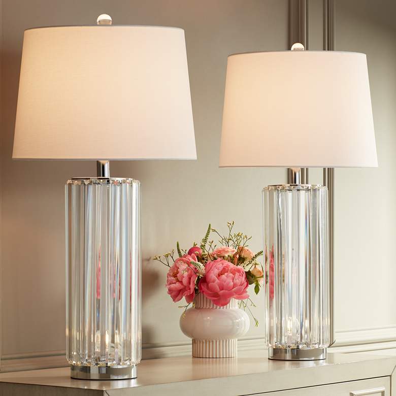 Image 1 Rivera Glass Rod Night Light Table Lamps Set of 2