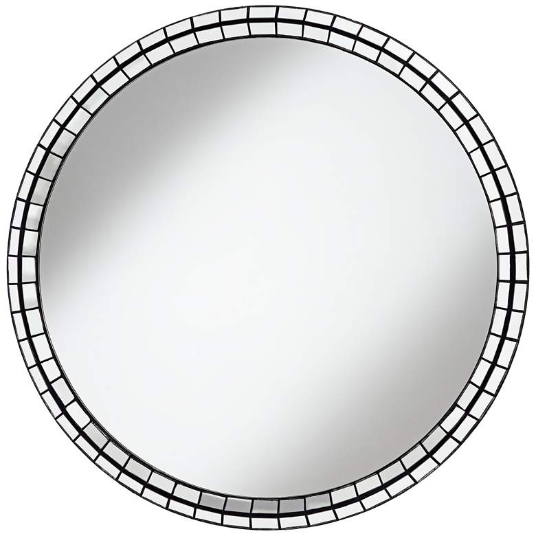 Image 1 Rivera Silver Tiles 35 inch Round 3D Wall Mirror