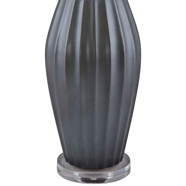 Image 3 RiverCeramic 29" Modern Ribbed Charcoal Black Ceramic Table Lamp more views