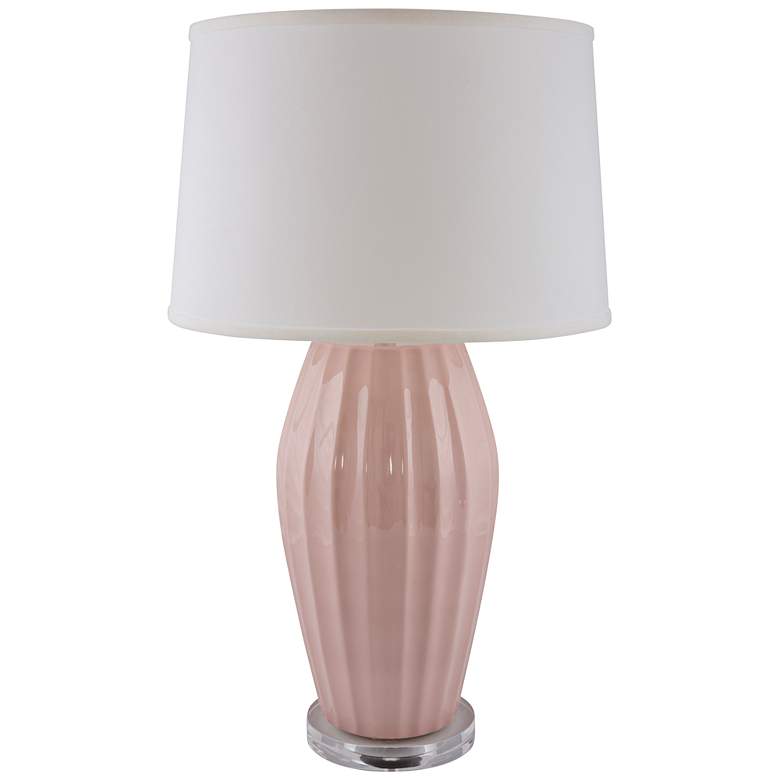 Image 1 RiverCeramic 29" Ribbed Gloss Blush Pink Ceramic Table Lamp