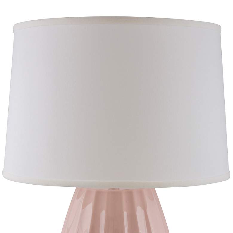 Image 2 RiverCeramic 29 inch Ribbed Gloss Blush Pink Ceramic Table Lamp more views