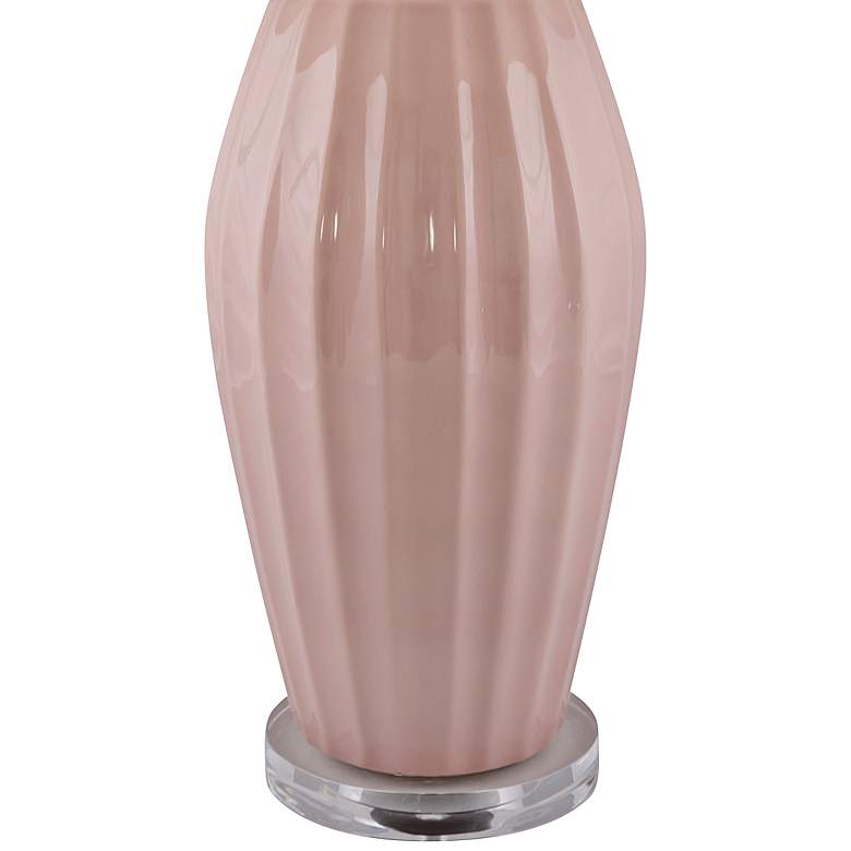 Image 3 RiverCeramic 29 inch Ribbed Gloss Blush Pink Ceramic Table Lamp more views