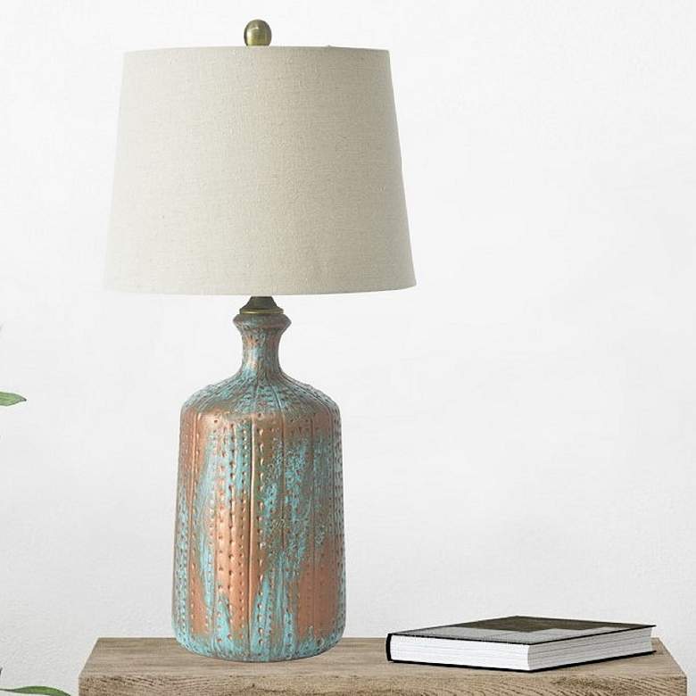 Image 1 RiverCeramic Artisan 26" Copper Green Vase Ceramic Table Lamp
