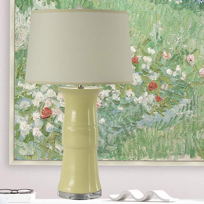 Image 1 RiverCeramic® Banded Providence Cream Glazed Table Lamp