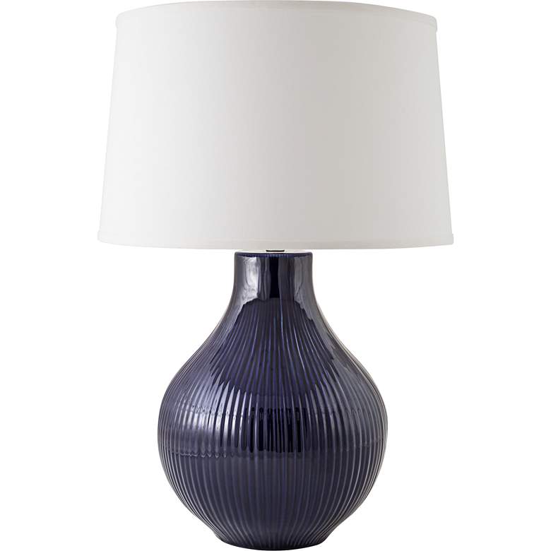 Image 1 RiverCeramic® Classic Fluted Gloss Navy Table Lamp