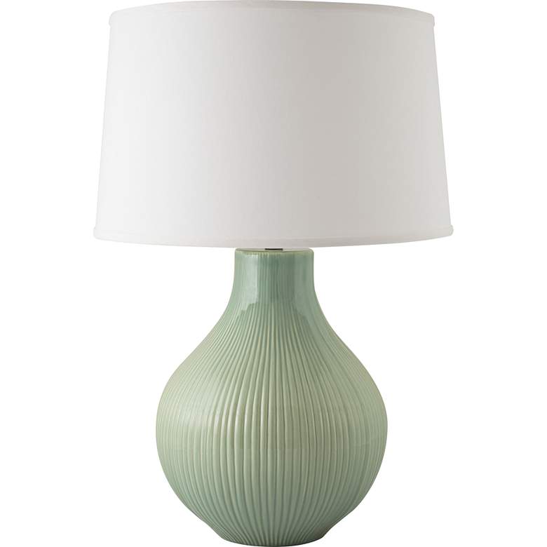 Image 1 RiverCeramic® Classic Fluted Gloss Wythe Green Table Lamp