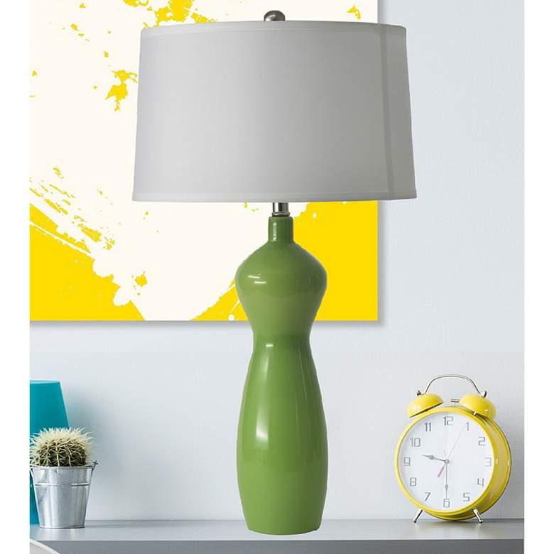 Image 1 RiverCeramic Couture 28 1/2 inch Modern Vase Clover Green Table Lamp
