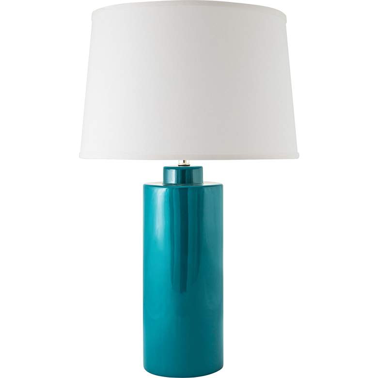 Image 1 RiverCeramic Cylinder 28" Modern Gloss Ocean Blue Ceramic Table Lamp