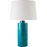 RiverCeramic Cylinder 28" Modern Gloss Ocean Blue Ceramic Table Lamp