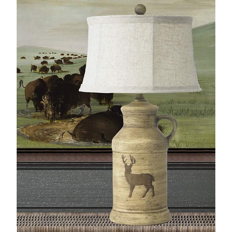 Image 1 RiverCeramic&#174; Deer Birchwood Ceramic Table Lamp