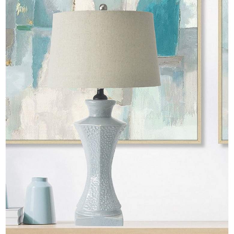 Image 1 RiverCeramic Diva 29" Speckled Mist Hourglass Ceramic Table Lamp