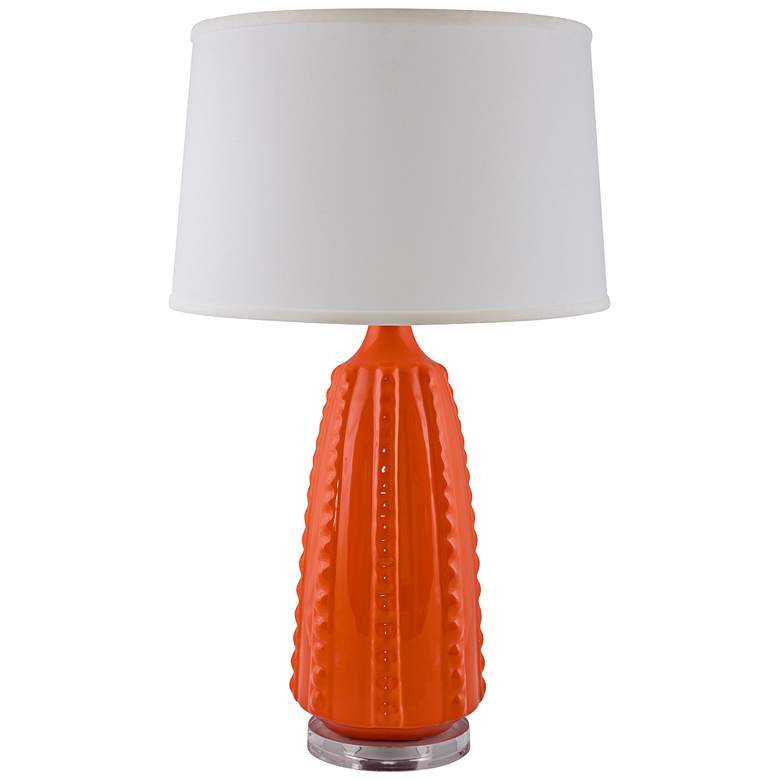 Image 1 RiverCeramic Dotty Gloss Orange Nectar Table Lamp
