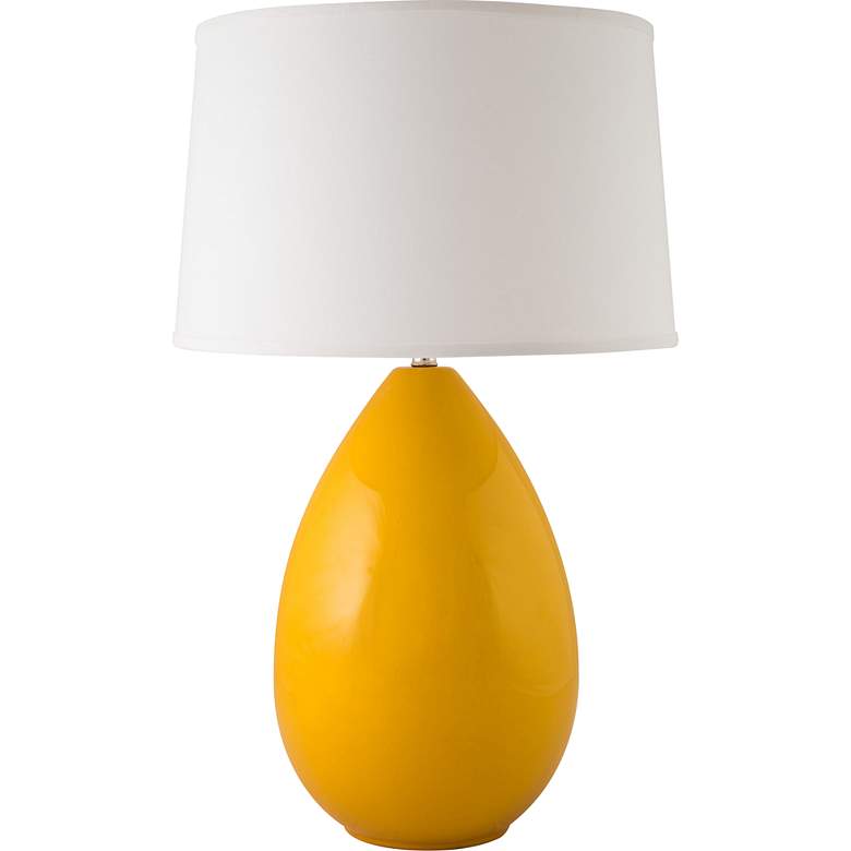 Image 1 RiverCeramic Egg 29" Modern Gloss Curry Yellow Ceramic Table Lamp