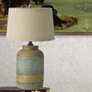 1_RiverCeramic Farmhouse 28" Weathered Green Canister Ceramic Table Lamp