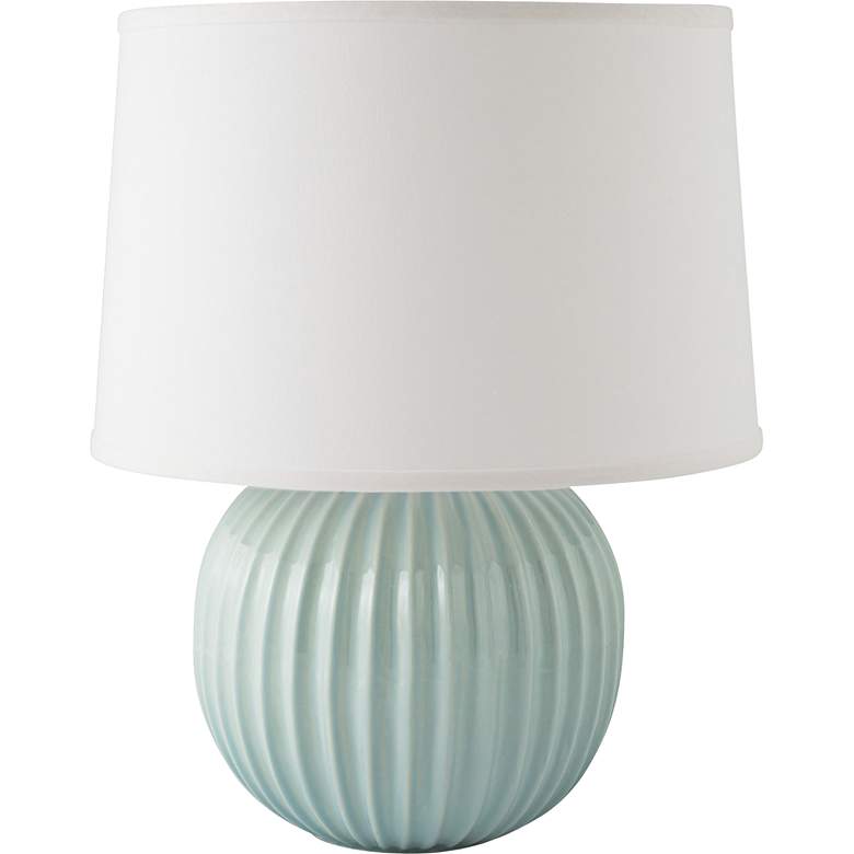 Image 1 RiverCeramic Fluted 21 inch Modern Round Gloss Mist Gray Table Lamp