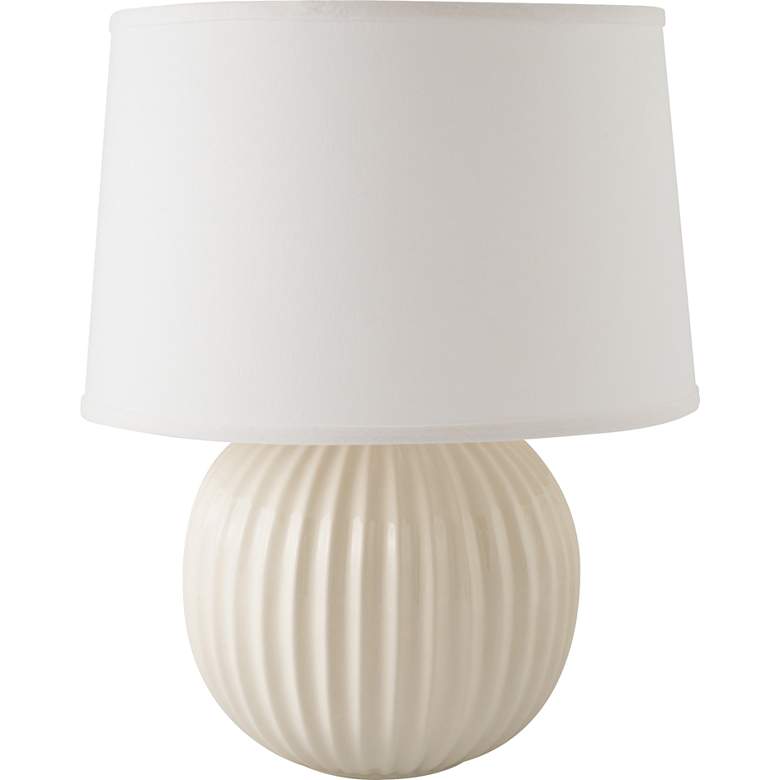 Image 1 RiverCeramic Fluted 21 inch Modern Round Gloss White Ceramic Table Lamp