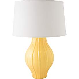 Image1 of RiverCeramic Fluted 26" Gloss Straw Yellow Ceramic Table Lamp
