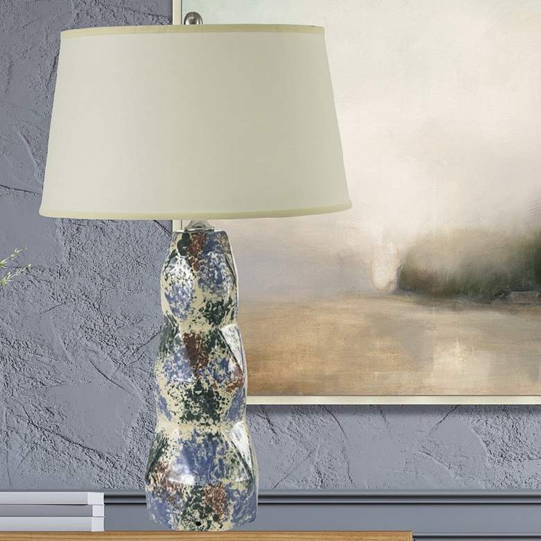 Image 1 RiverCeramic® Freeform White Confetti Stacked Table Lamp