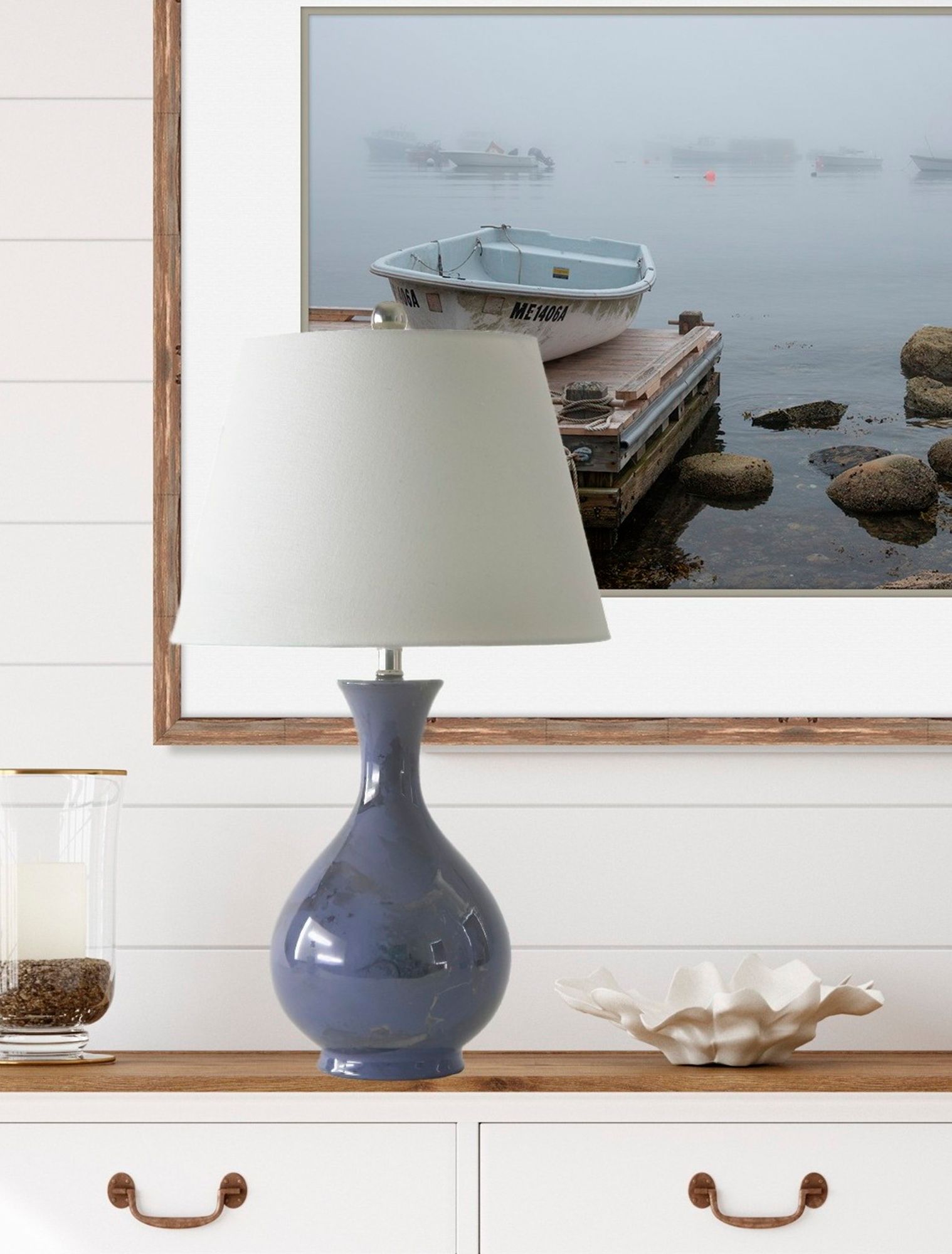 Image 5 RiverCeramic Jar 25" Lamp in Modern Gloss Blue Nova w/Platinum more views