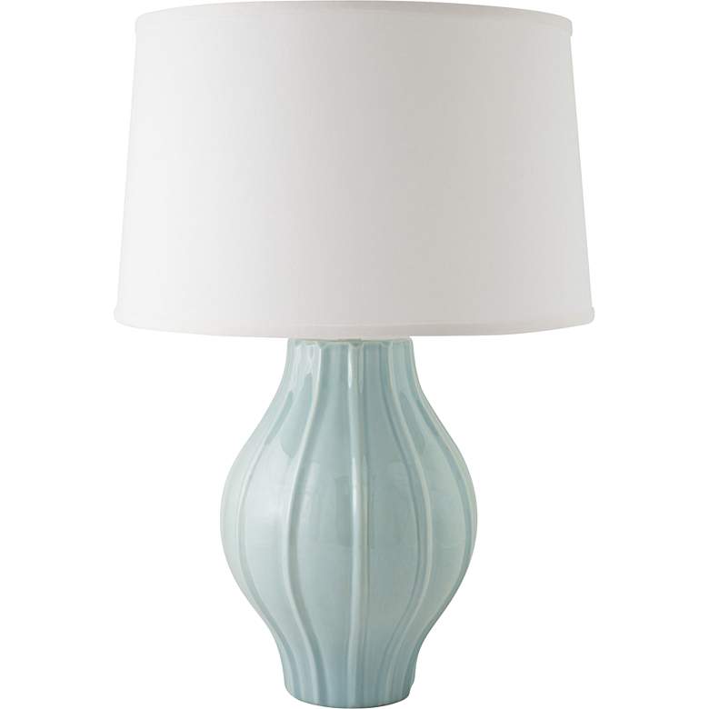 Image 1 RiverCeramic® Large Fluted Gloss Mist Gray Table Lamp