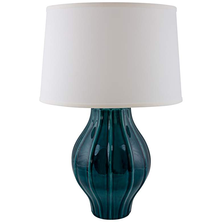 Image 1 RiverCeramic® Large Fluted Tropical Turquoise Table Lamp
