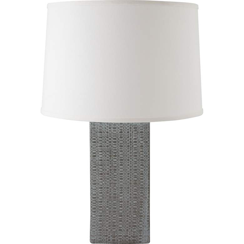 Image 1 RiverCeramic® Linen Textured White Wash Gray Table Lamp