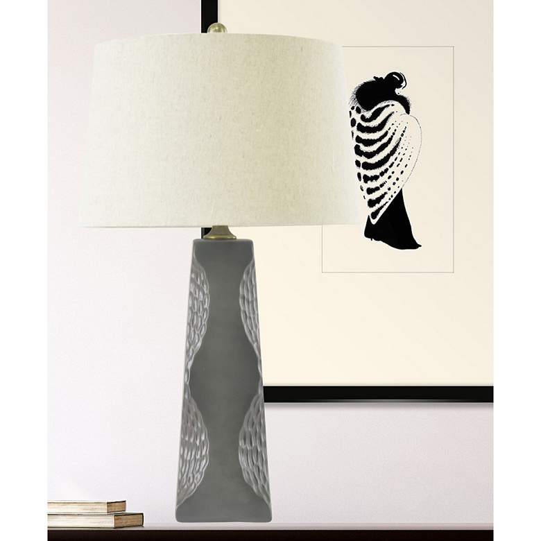 Image 1 RiverCeramic&#174; Modern Tribal Cast Iron Column Table Lamp