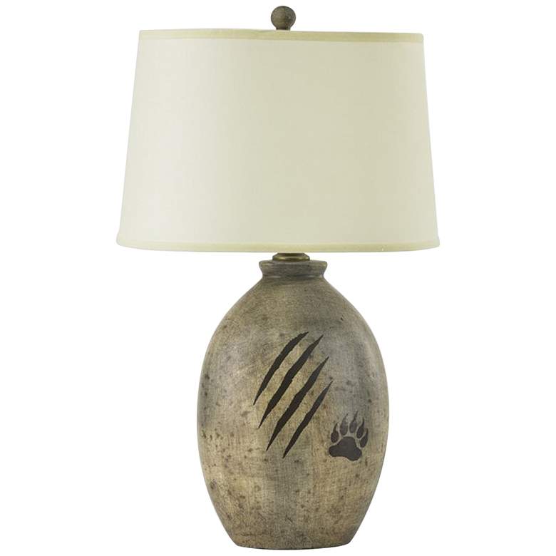 Image 2 RiverCeramic Oval Paw and Claw 28 1/2" Barnwood Ceramic Table Lamp