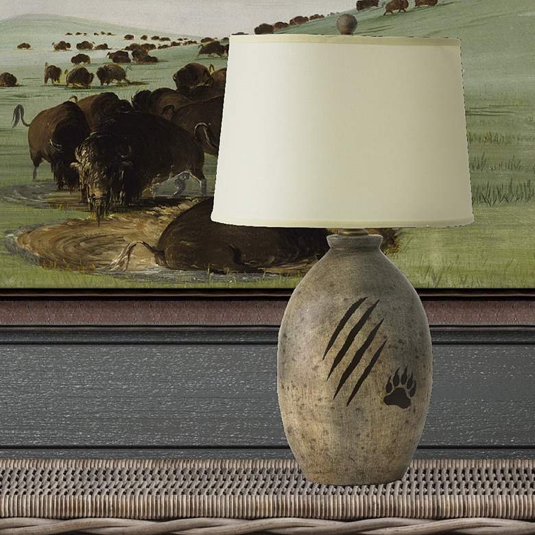 Image 1 RiverCeramic Oval Paw and Claw 28 1/2" Barnwood Ceramic Table Lamp