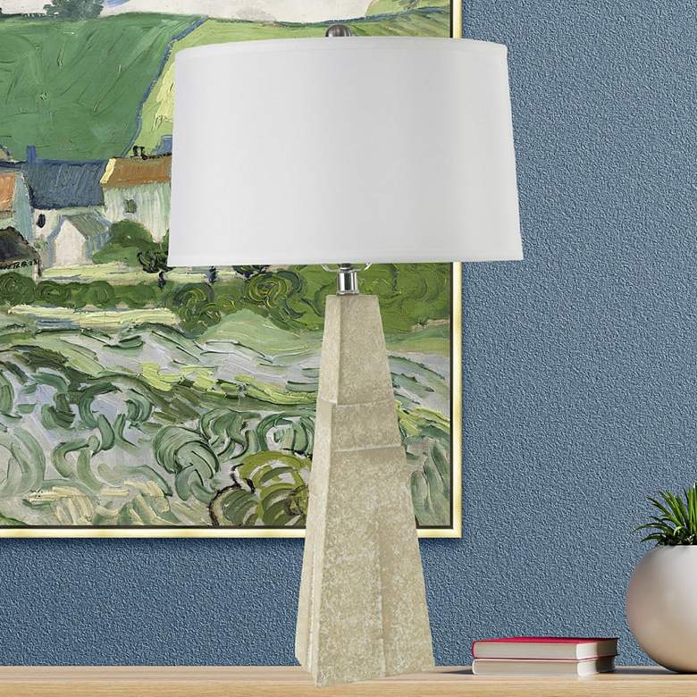 Image 1 RiverCeramic® Prairie Alabaster Column Table Lamp