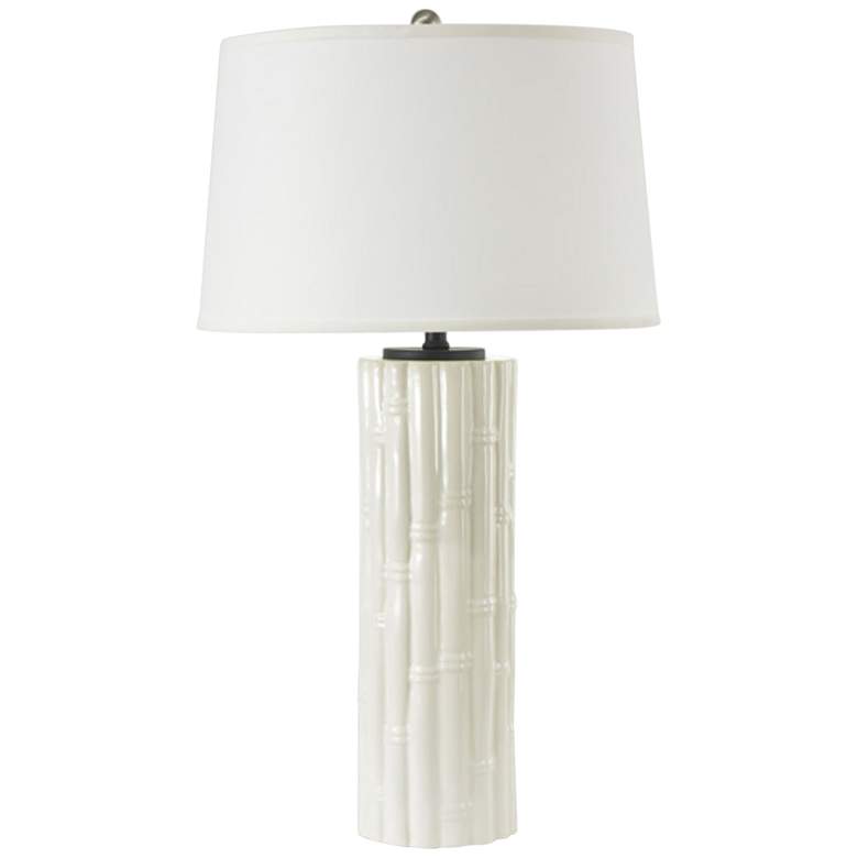 Image 2 RiverCeramic® Bamboo Pure White Fluted Column Table Lamp