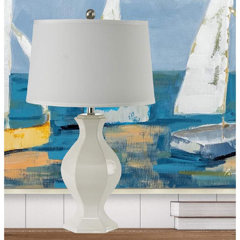 Image 1 RiverCeramic® Classic White Glazed Urn Table Lamp