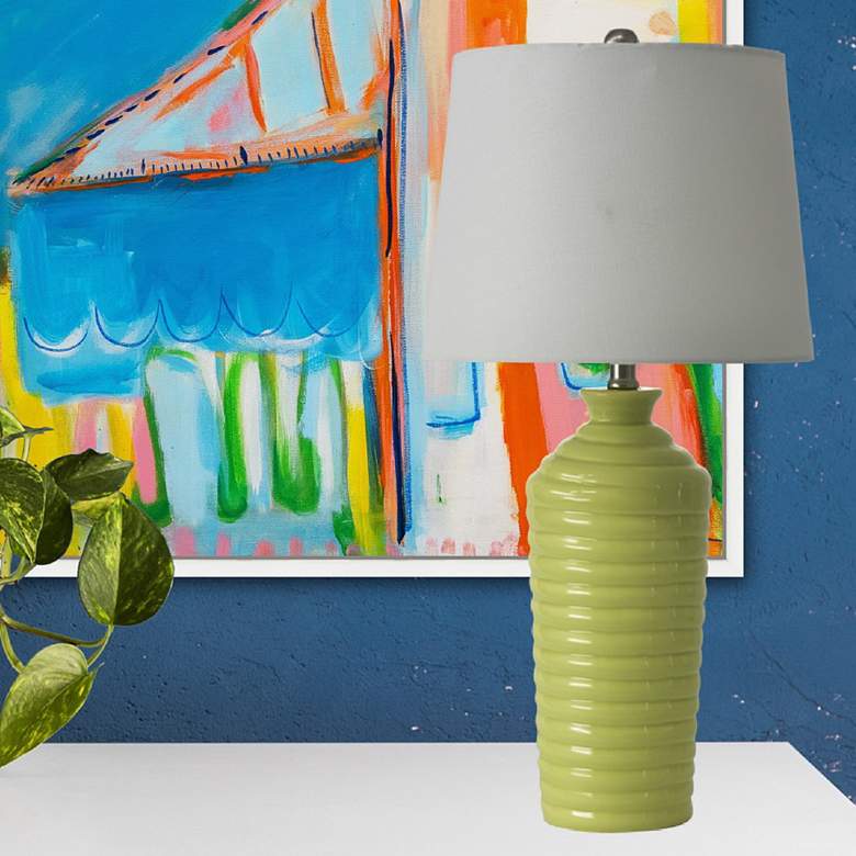 Image 1 RiverCeramic® Coiled Chic Lime Glazed Table Lamp
