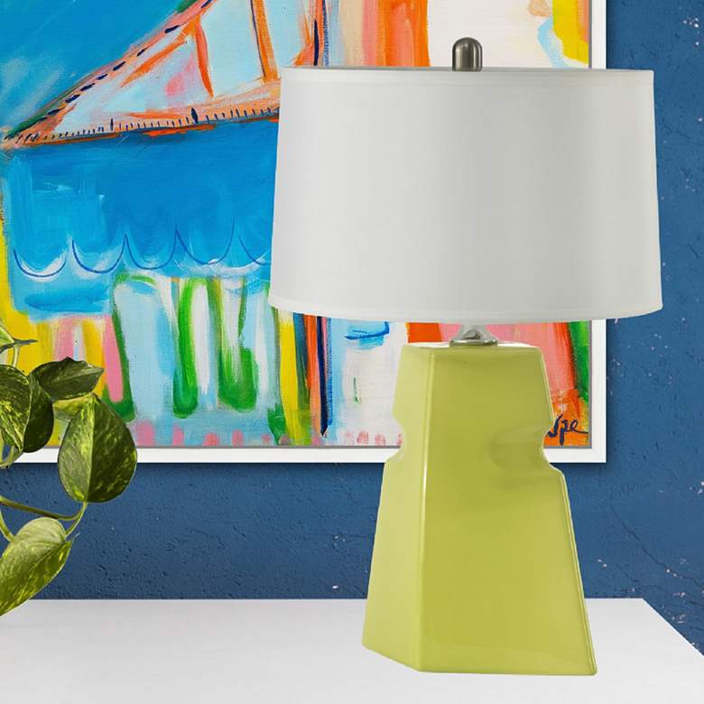 Image 1 RiverCeramic&reg; Cubic Chic Lime Glazed Table Lamp