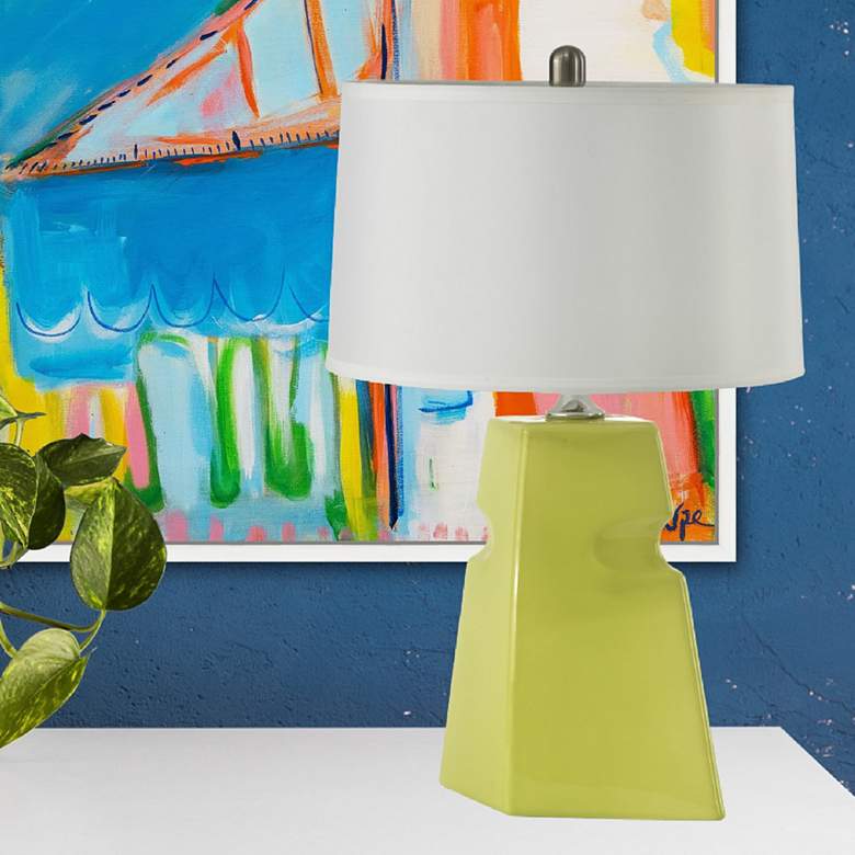Image 1 RiverCeramic® Cubic Chic Lime Glazed Table Lamp