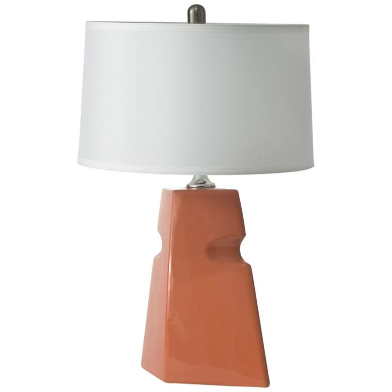 Image 2 RiverCeramic&reg; Cubic Orange Nectar Glazed Table Lamp