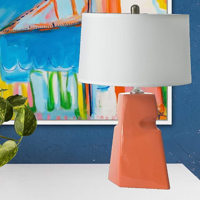 Image 1 RiverCeramic&reg; Cubic Orange Nectar Glazed Table Lamp