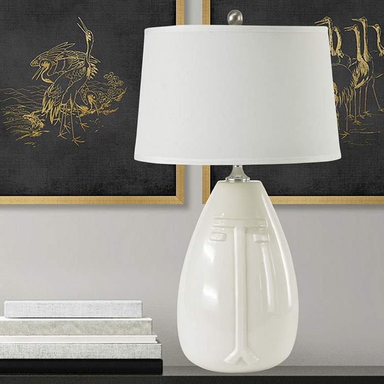 Image 1 RiverCeramic&reg; Deco White Glazed Table Lamp