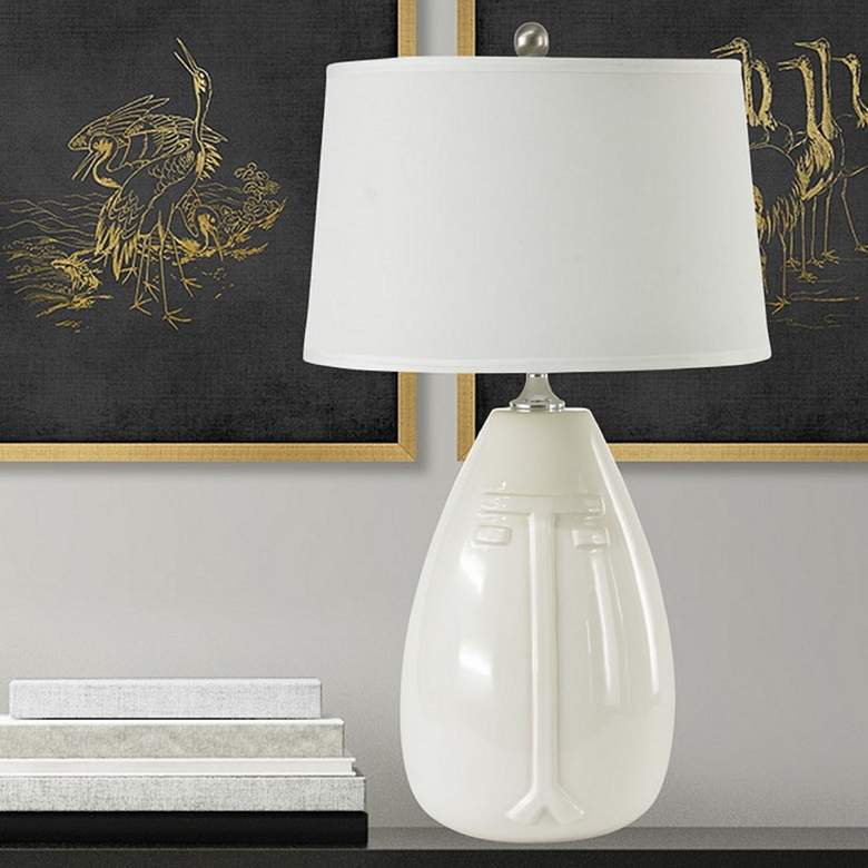 Image 1 RiverCeramic® Deco White Glazed Table Lamp