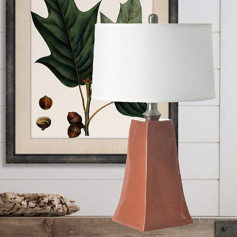 Image 1 RiverCeramic® Graphic Paprika Glazed Column Table Lamp