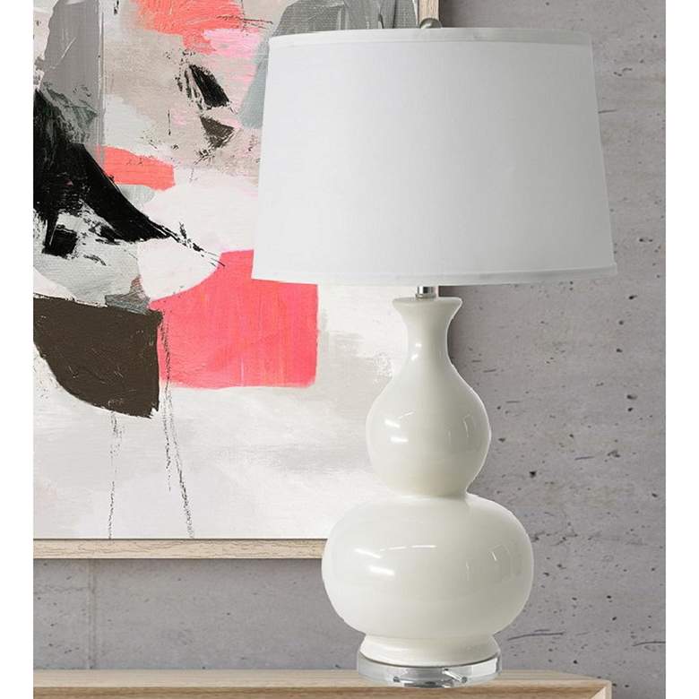 Image 1 RiverCeramic&reg; Iconic White Glazed Gourd Table Lamp