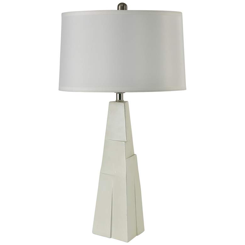 Image 2 RiverCeramic&reg; Prairie Metallic White Column Table Lamp