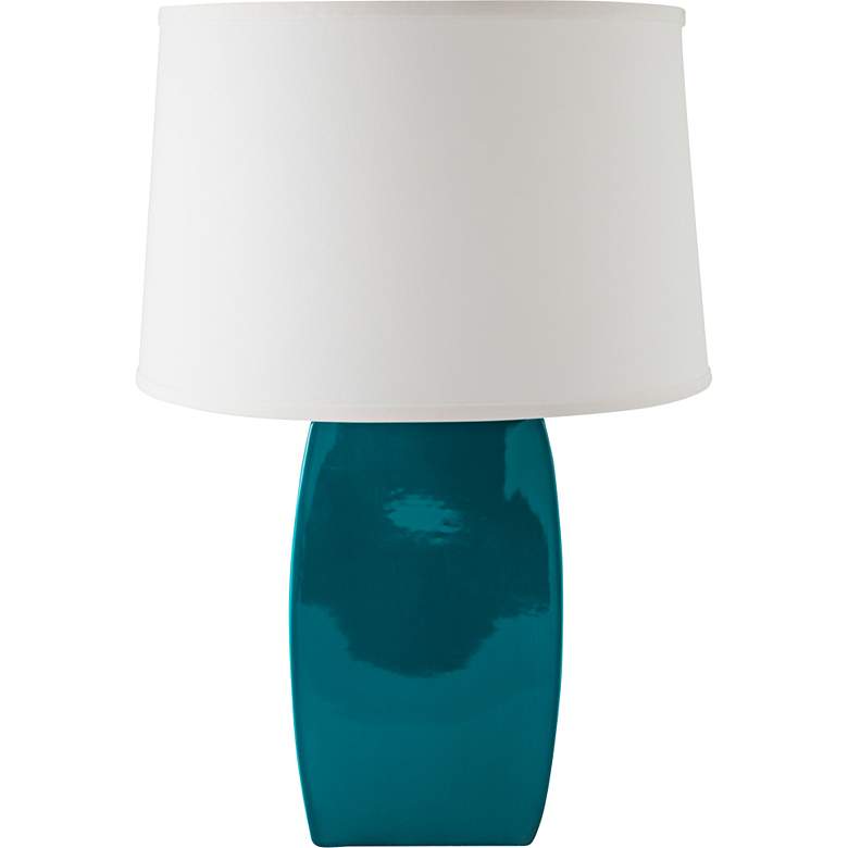 Image 1 RiverCeramic Soft Rectangle 25" Gloss Ocean Blue Ceramic Table Lamp