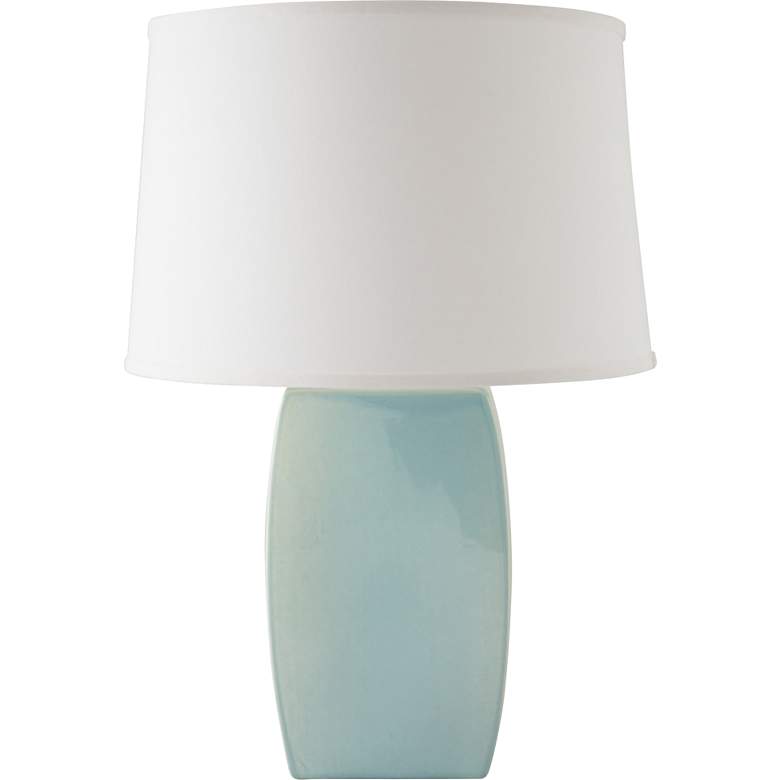 Image 1 RiverCeramic&#174; Soft Rectangle Gloss Mist Gray Table Lamp